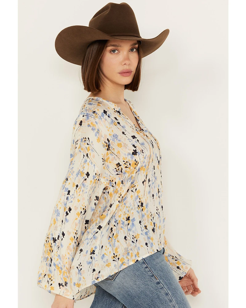 Cleo + Wolf Women's Crepe Rayon Printed Blouse