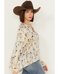 Cleo + Wolf Women's Crepe Rayon Printed Blouse