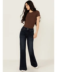 Rock & Roll Denim Women's Dark Wash High Rise Welt Pocket Trouser Stretch Jeans