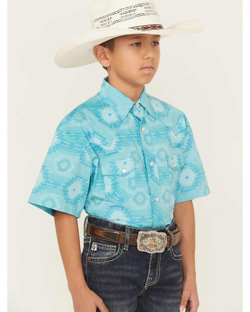 Rock & Roll Denim Boys' Southwestern Short Sleeve Snap Western Shirt
