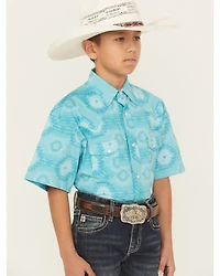 Rock & Roll Denim Boys' Southwestern Short Sleeve Snap Western Shirt