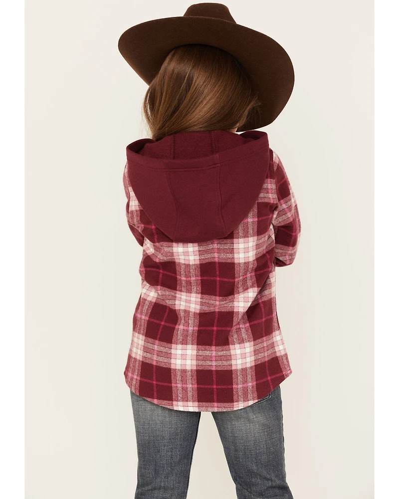Shyanne Girls' Port Plaid Print Long Sleeve Zip Flannel Shacket