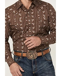 Ely Walker Men's Floral Striped Long Sleeve Pearl Snap Western Shirt