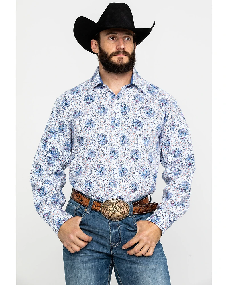Tuf Cooper Men's Stretch Paisley Print Long Sleeve Western Shirt