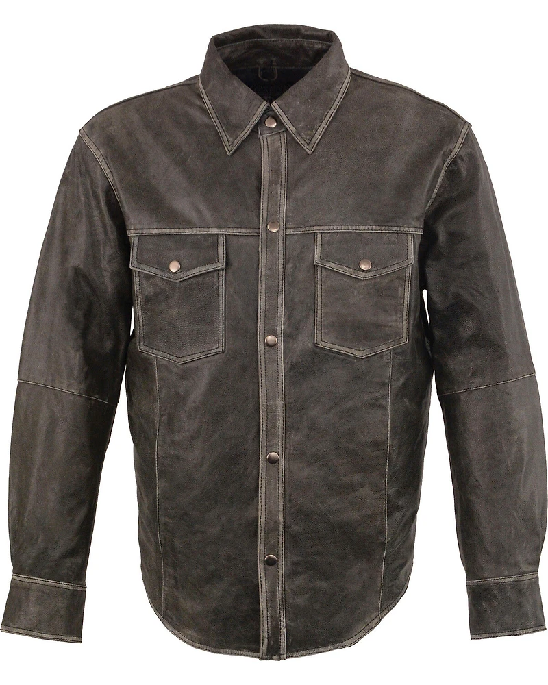 Milwaukee Leather Men's Lightweight Leather Shirt - Big & Tall