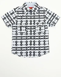 Rodeo Clothing Boys' Southwestern Print Short Sleeve Snap Western Shirt