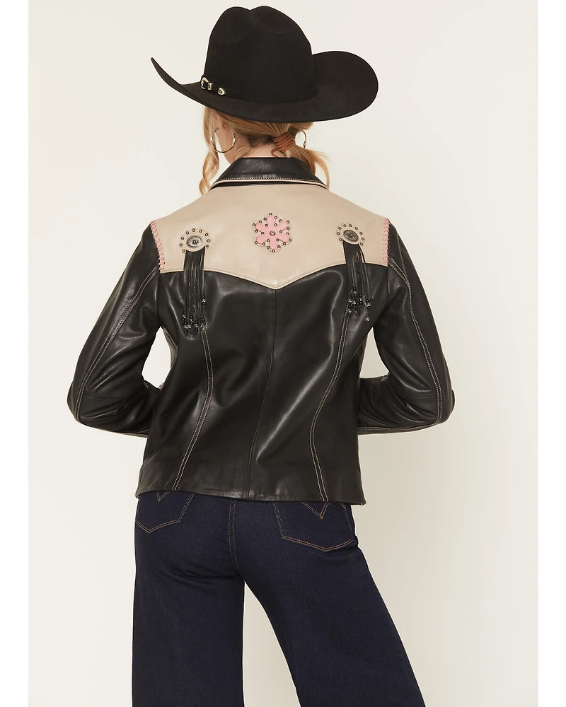 Scully Women's Floral Embellished Leather Jacket