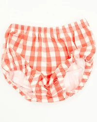 Angel Dear infant Girls' Strawberry Gingham Sleeveless Snap Dress And Diaper Set - 2 Piece