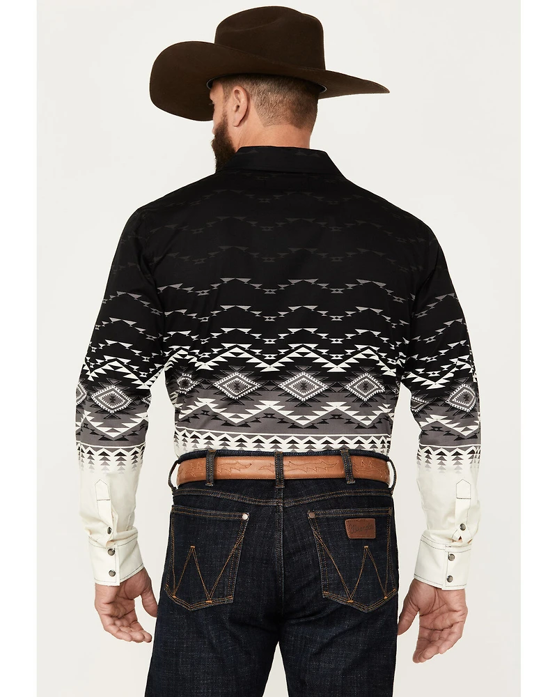 Rock & Roll Denim Men's Southwestern Print Long Sleeve Snap Stretch Western Shirt