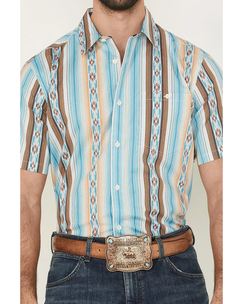 RANK 45® Men's Levi Striped Short Sleeve Button-Down Stretch Western Shirt
