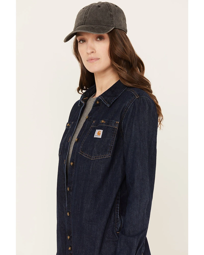 Carhartt Women's Relaxed Fit Midweight Denim Long Sleeve Work Shirt
