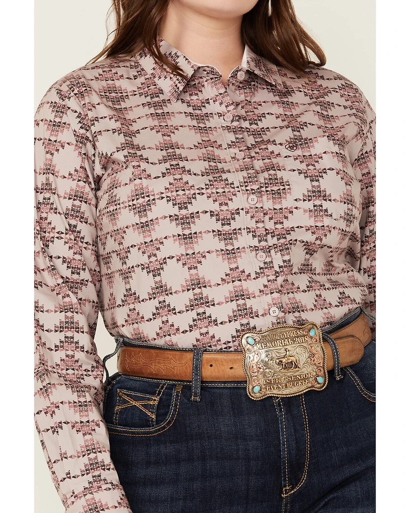 Ariat Women's Kirby Southwestern Print Long Sleeve Button-Down Stretch Western Shirt - Plus