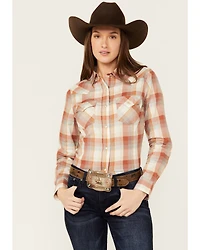 Wrangler Retro Women's Plaid Print Long Sleeve Pearl Snap Western Shirt