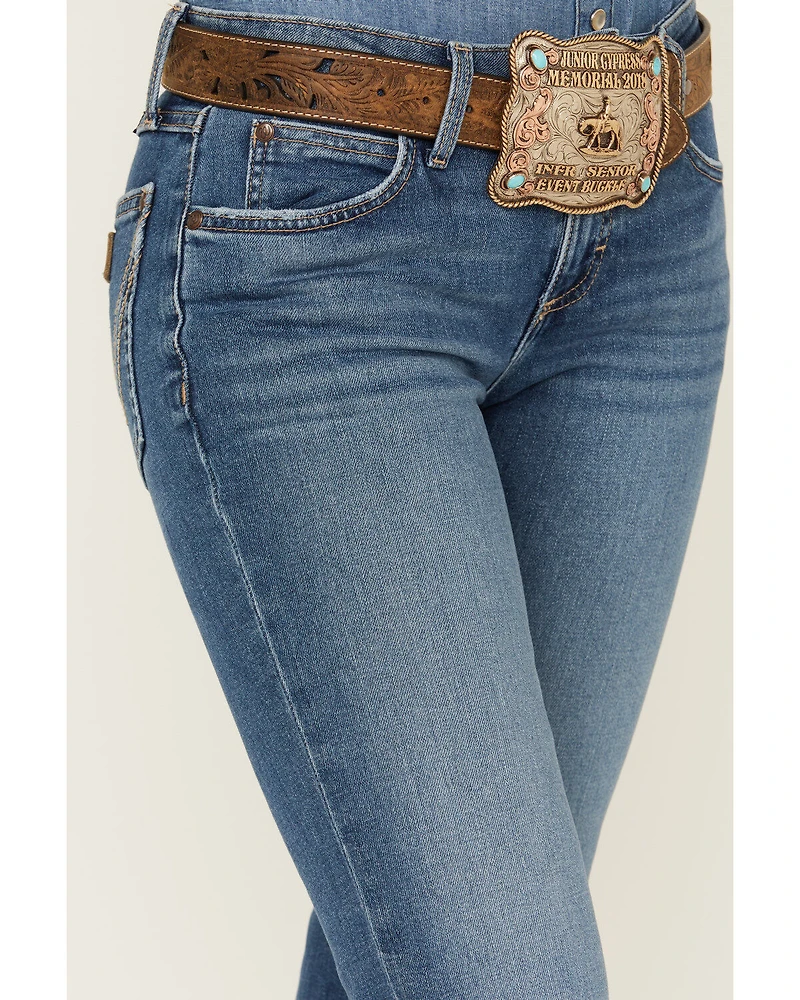 Wrangler Retro Women's Mae Medium Wash Mid Rise Stretch Trouser Jeans