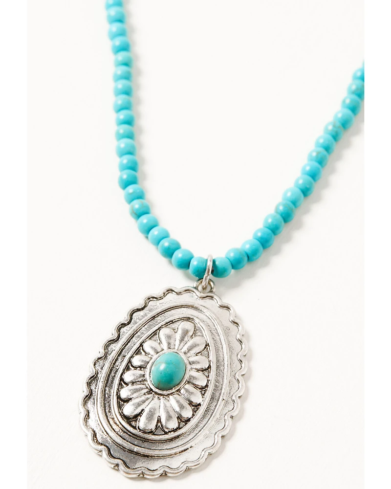 Shyanne Women's Turquoise Beaded Oval Concho Jewelry Set - 2 Piece