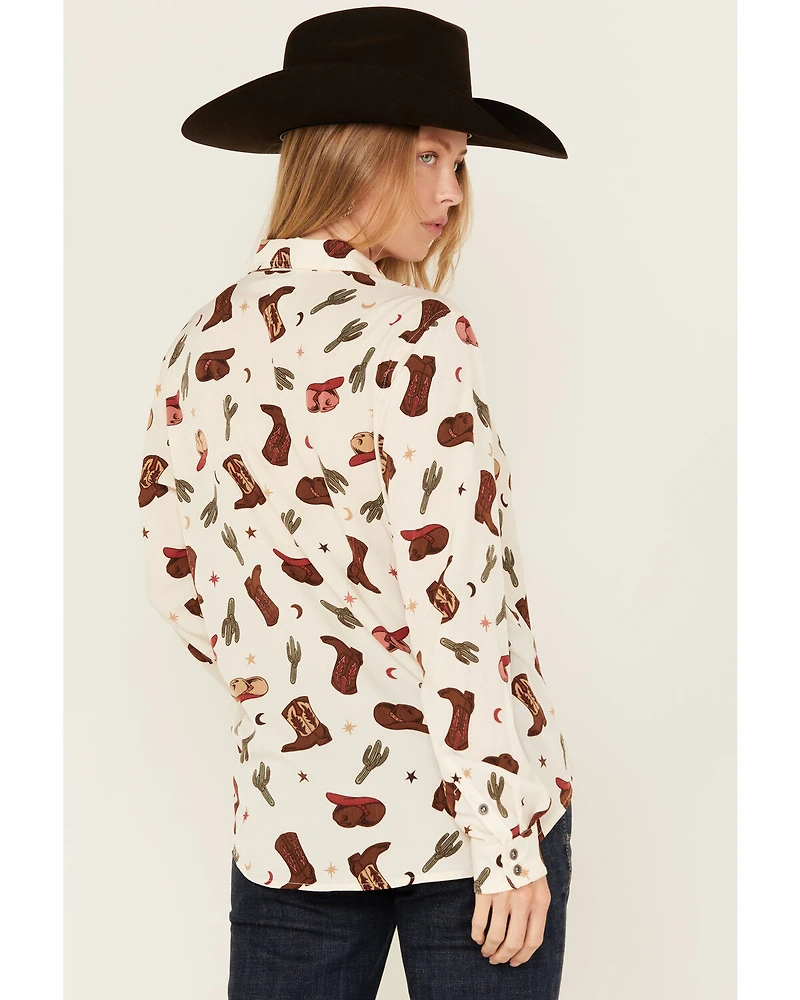 Ariat Women's Western Print Long Sleeve Button-Down Shirt
