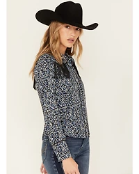 Idyllwind Women's Brooks Print Fringe Long Sleeve Button Down Shirt