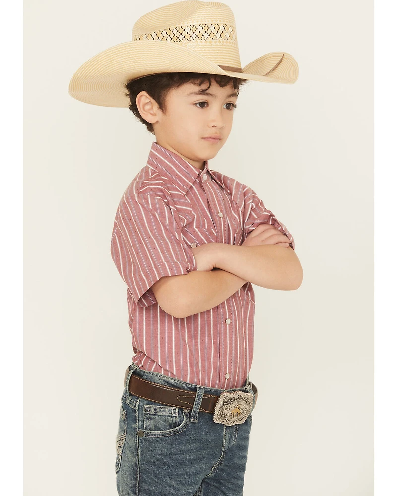 Ely Walker Boys' Striped Short Sleeve Snap Western Shirt