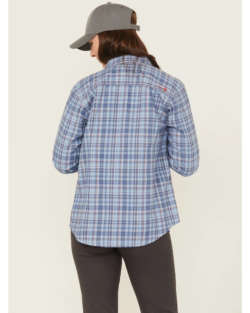 Ariat Women's FR Laurel Plaid Print Long Sleeve Snap Work Shirt