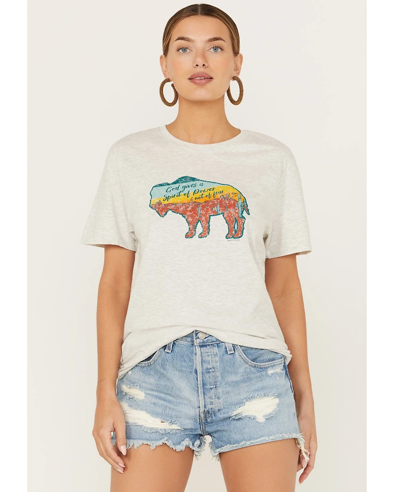 Kerusso Women's Bison Short Sleeve Graphic Tee