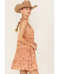 Rock & Roll Denim Women's Eyelet Sleeveless Mini Dress