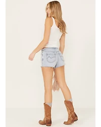 Cleo + Wolf Women's Lindie Medium Wash Mid Rise Pull On Shorts