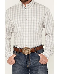 George Strait by Wrangler Men's Plaid Print Long Sleeve Button-Down Stretch Western Shirt