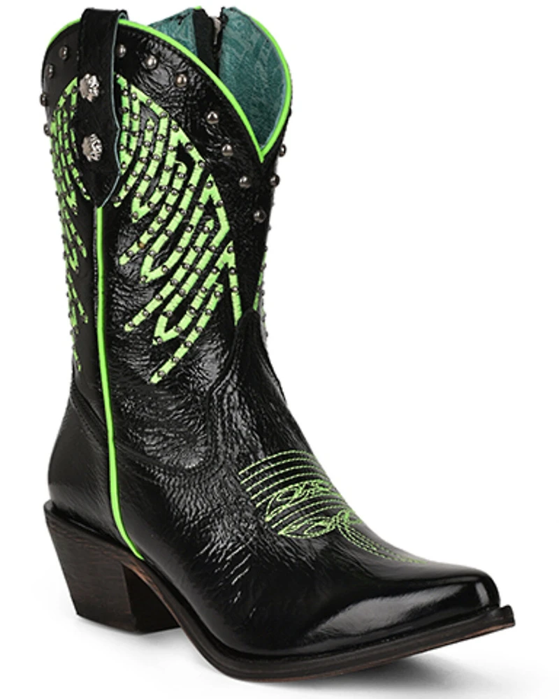 Corral Women's Fluorescent Embroidered and Studded Western Boots - Round Toe