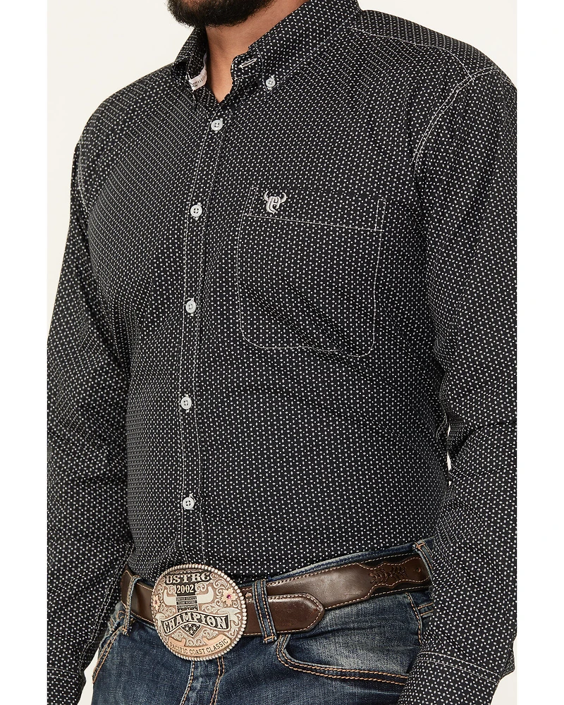 Cowboy Hardware Men's Geo Print Long Sleeve Button-Down Western Shirt