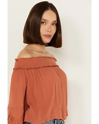 Shyanne Women's Embroidered Cut Out Off The Shoulder Top