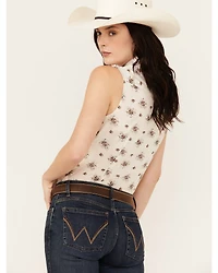 Roper Women's Floral Print Sleeveless Snap Western Shirt