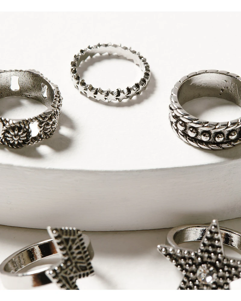 Idyllwind Women's Lauderdale 5-piece Silver Ring Set