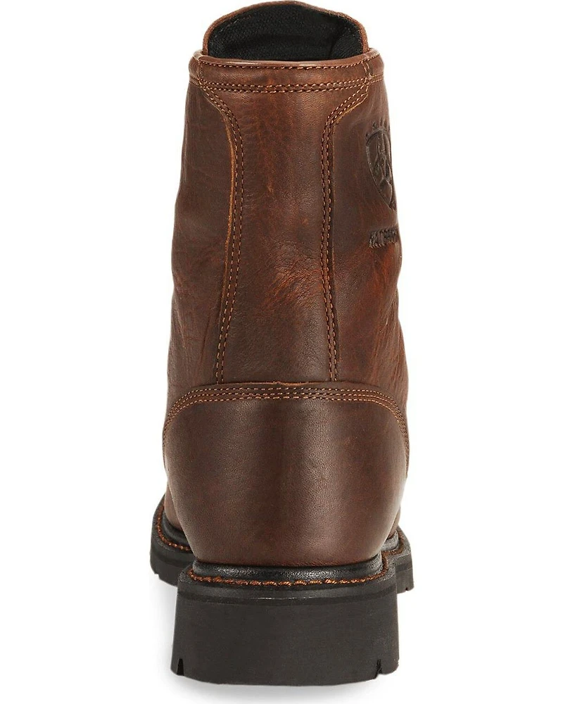 Ariat Waterproof Cascade H20 8" Lace-Up Work Boots - Round Soft Toe