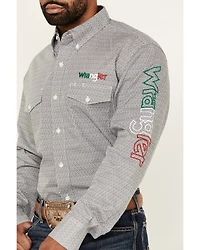 Wrangler Men's Mexico Flag Logo Geo Print Long Sleeve Button-Down Western Shirt - Tall