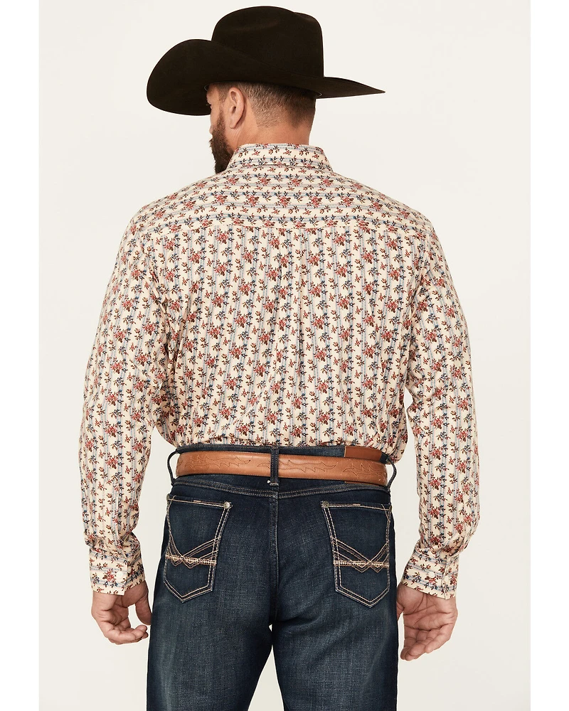 Cody James Men's Kenton Floral Striped Long Sleeve Button-Down Stretch Western Shirt