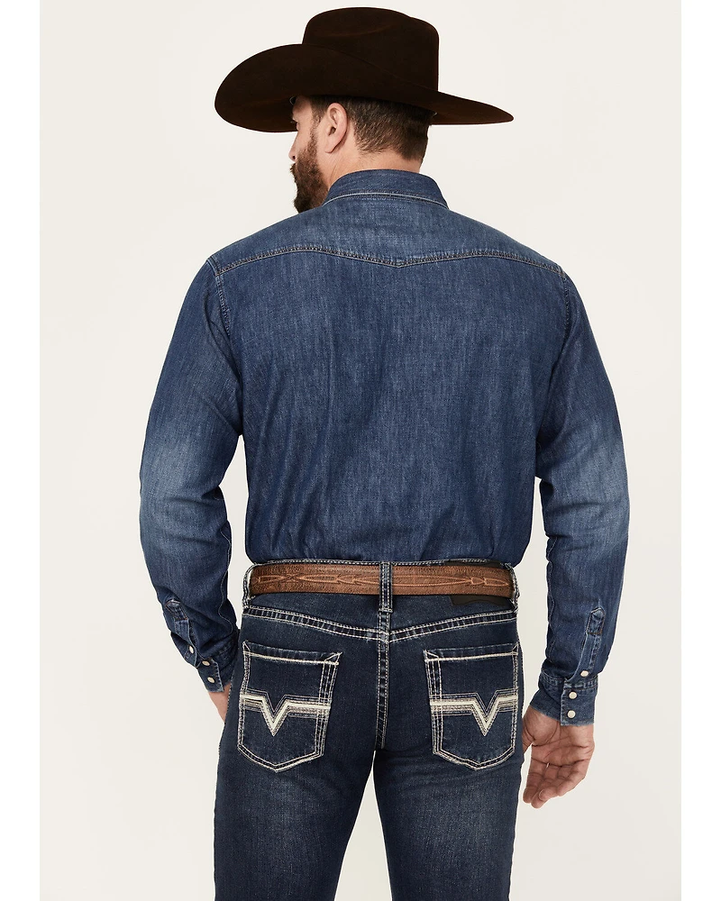 Ariat Men's Retro Stone Washed Denim Long Sleeve Western Shirt