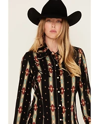 Wrangler X Lainey Wilson Women's Southwestern Print Long Sleeve Snap Western Shirt