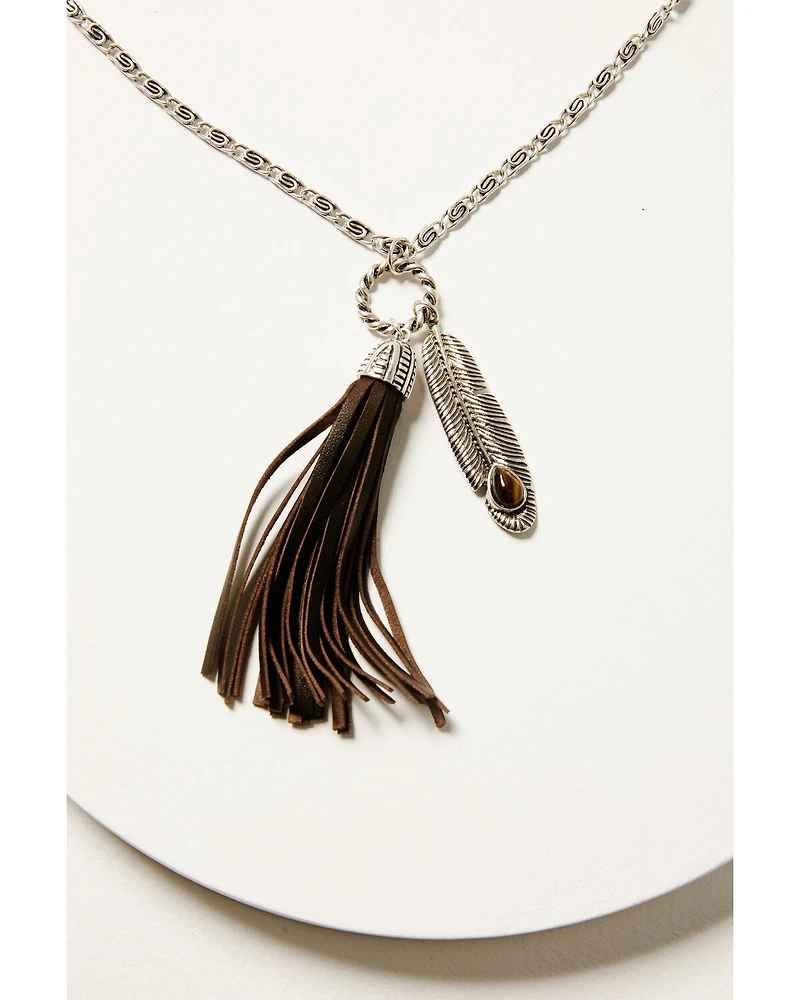 Shyanne Women's Juniper Sky Long Tassel Necklace