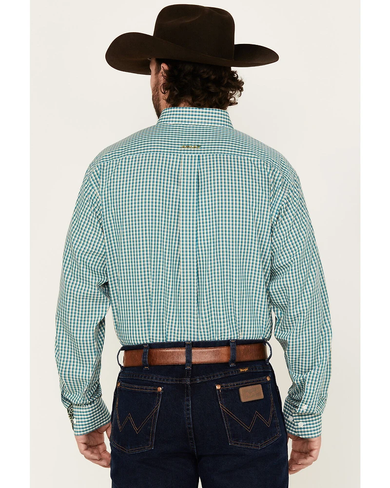 Ariat Men's Wrinkle Free Gus Plaid Print Long Sleeve Button-Down Western Shirt