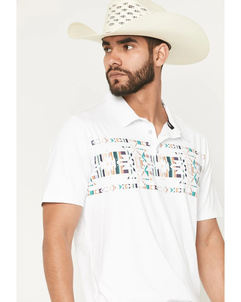 Hooey Men's The Weekender Southwestern Border Print Short Sleeve Polo Shirt