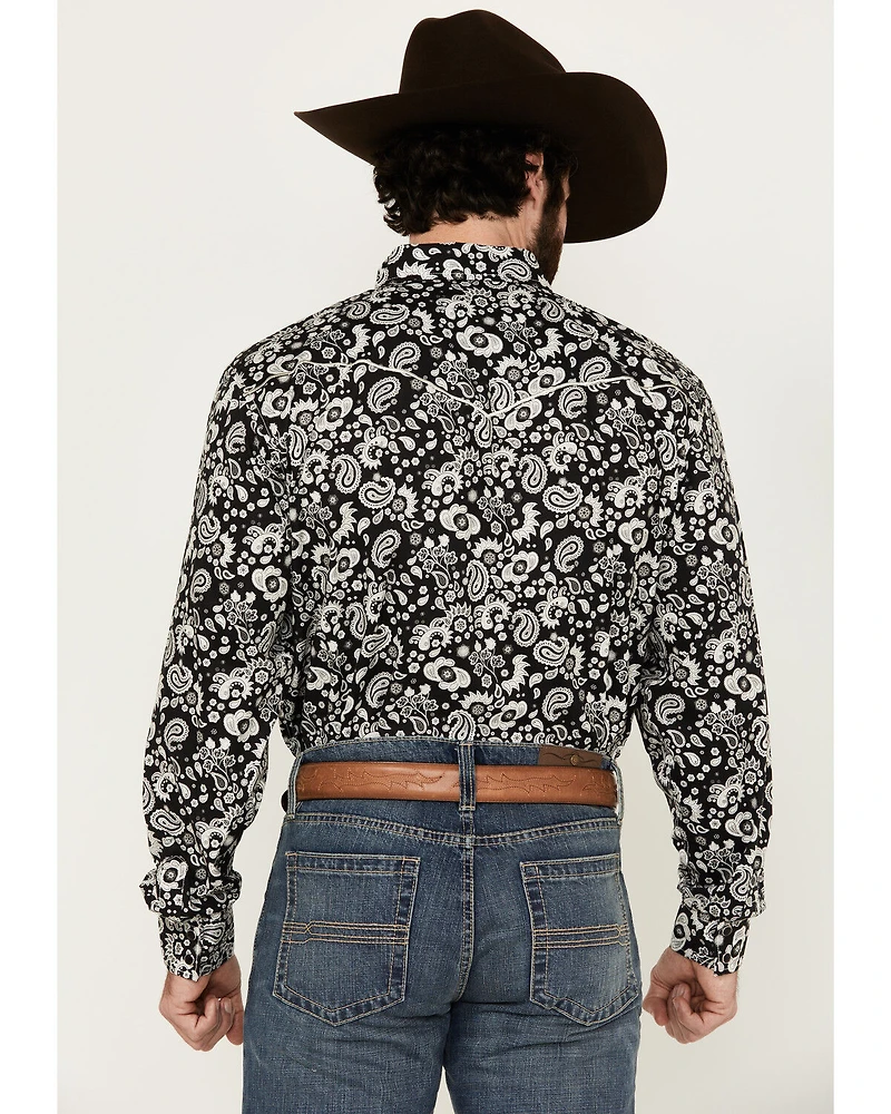 Cowboy Hardware Men's Paisley Print Long Sleeve Snap Western Shirt