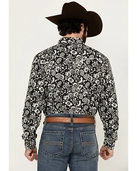 Cowboy Hardware Men's Paisley Print Long Sleeve Snap Western Shirt