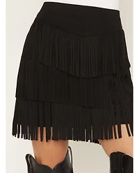 Fornia Women's Faux Suede Fringe Mini Skirt