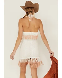 Shyanne Women's Fringe Halter Bodycon Mini Dress