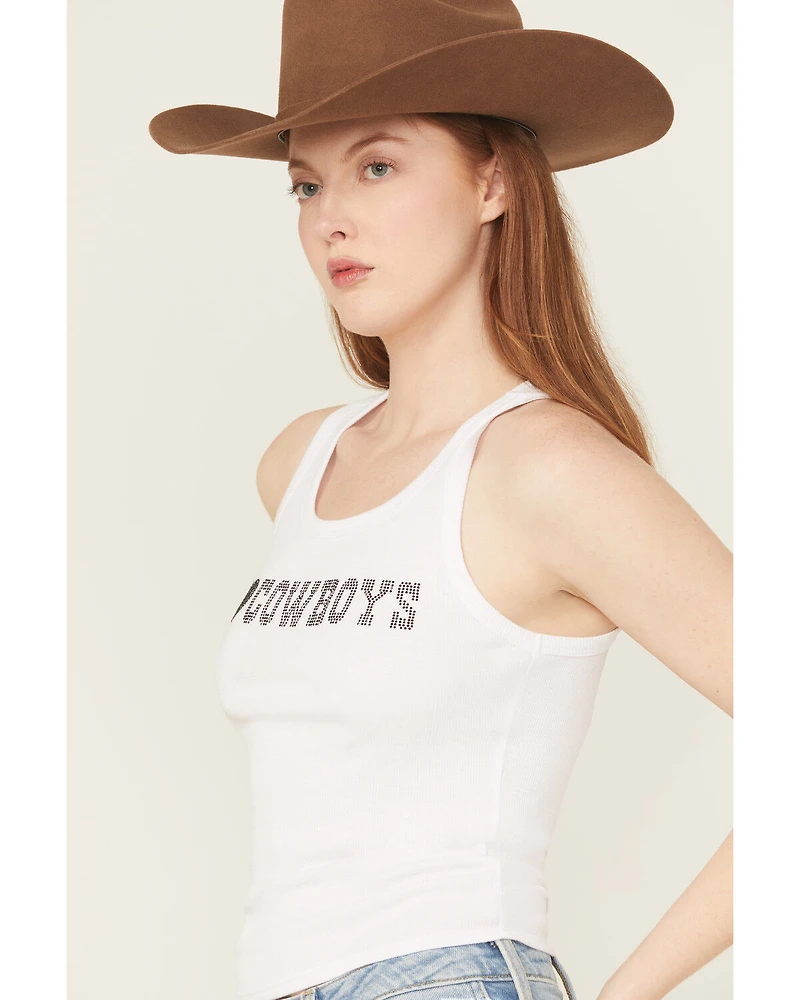 Youth Revolt Women's I Heart Cowboys Rhinestone Tank Top