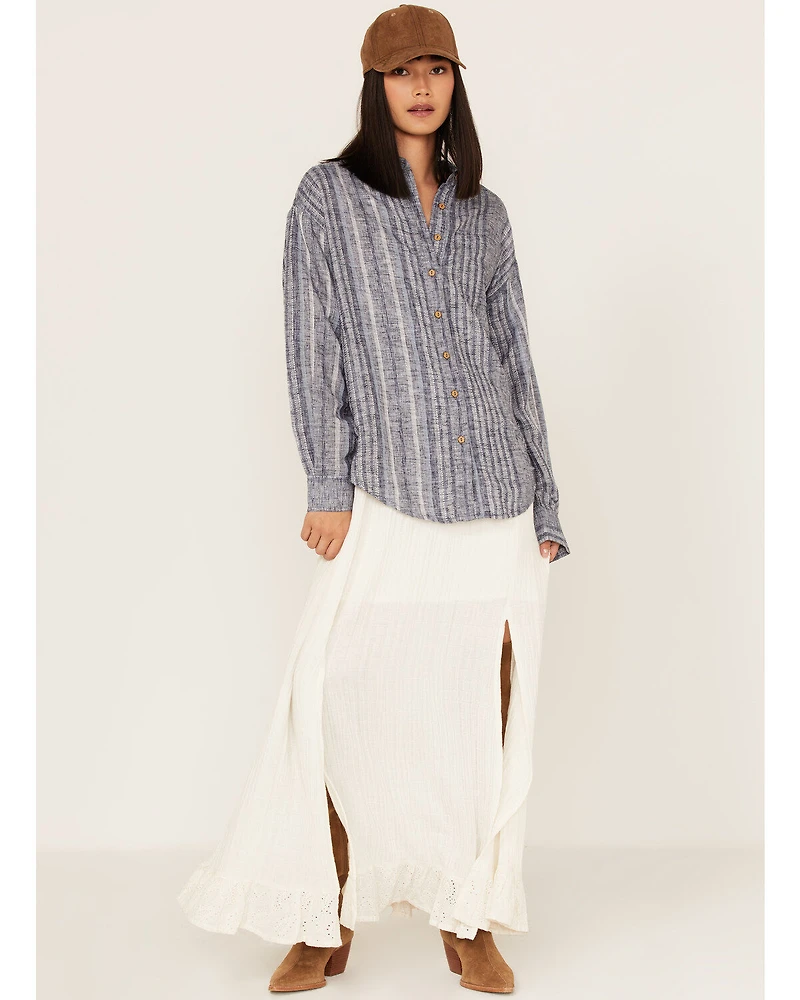 Cleo + Wolf Women's Novelty Stripe Button-Down Long Sleeve Shirt