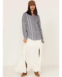 Cleo + Wolf Women's Novelty Stripe Button-Down Long Sleeve Shirt