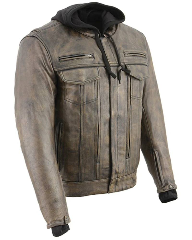 Milwaukee Leather Men's Distressed Utility Pocket Ventilated Concealed Carry Motorcycle Jacket - 5X