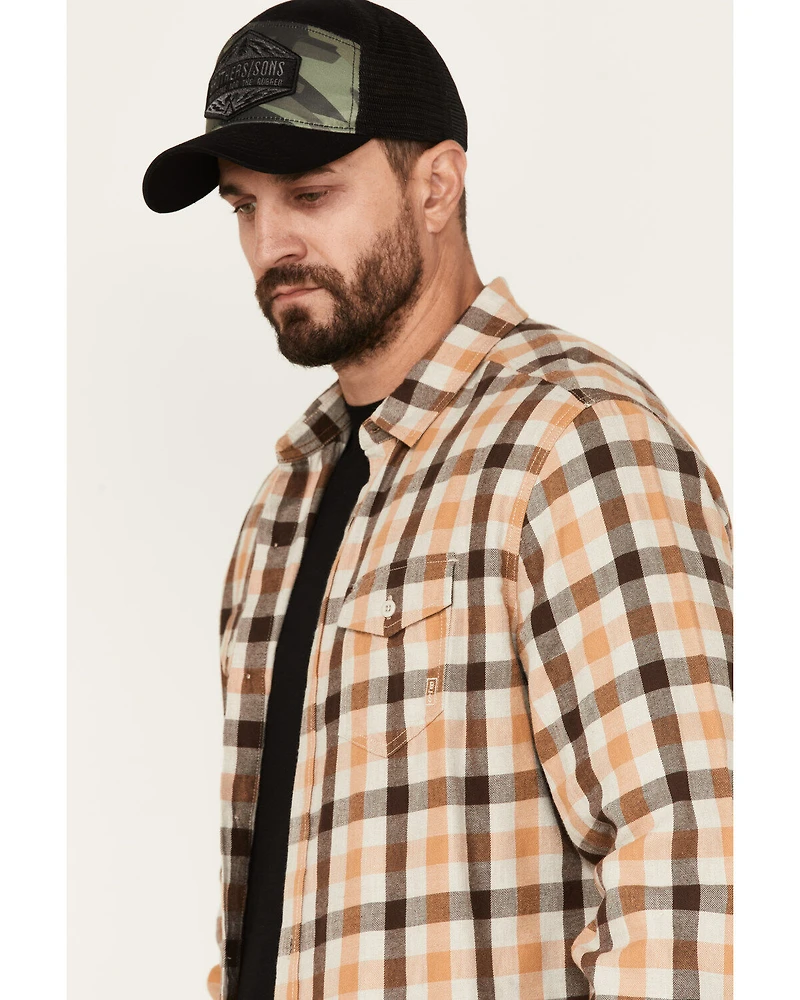 Brothers and Sons Men's Plaid Print Long Sleeve Button Down Flannel Shirt