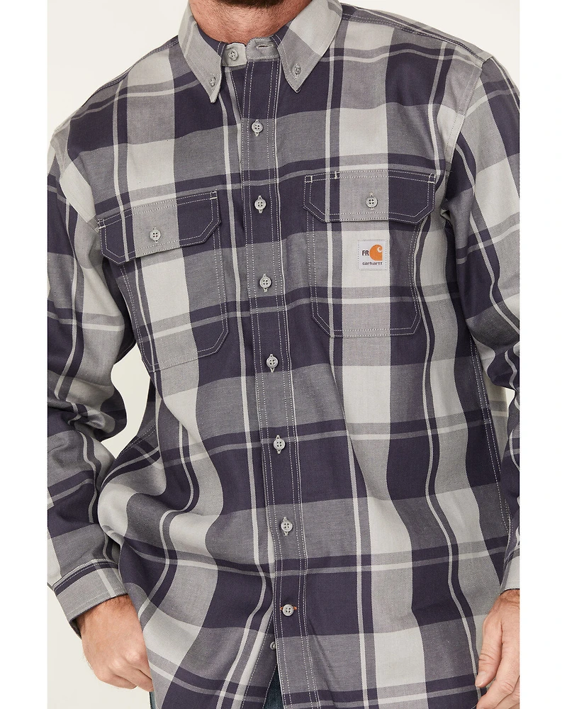 Carhartt Men's FR Force Rugged Flex® Plaid Print Long Sleeve Button-Down Western Work Shirt